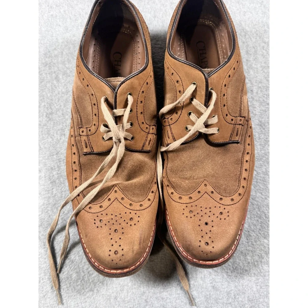 Chaps Mens Tan Suede Leather Wingtip Oxford Dress Shoes 11.5M 96-36046